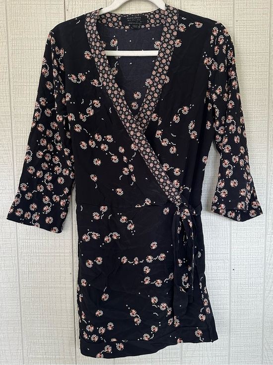 All Saints Dresses & Skirts - AllSaints Alva Fraise 100% Silk Wrap Kimono Dress Italy US 2